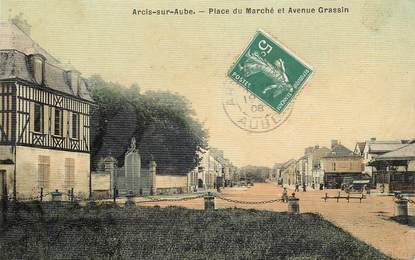 CPA FRANCE 10 "Arcis sur Aube, Place du Marché et avenue Grassin"