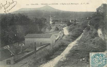 / CPA FRANCE 21 "Velars sur Ouche, l'église et la montagne"