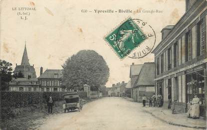 CPA FRANCE  76 "Ypreville Biville, la grande rue, Epicerie Mercerie"