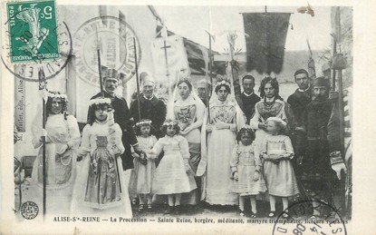 / CPA FRANCE 21 "Alise Sainte Reine, la procession, Sainte Reine, bergère, méditante, martyre triomphante, licteurs romains"