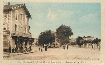 CPA FRANCE 47 "Casteljaloux, avenue de la gare, café du Progrès"