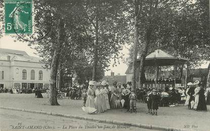 CPA FRANCE 18 "Saint Amand, la place du théatre un jour de musique"