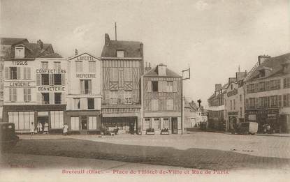 / CPA FRANCE 60 "Breteuil, place de l'hôtel de ville et rue de Paris"