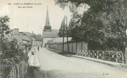 CPA FRANCE 45  "Ligny le Ribault, rue des ponts"