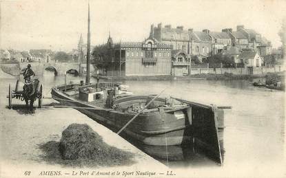 CPA FRANCE 80 "Amiens, le port d'Amont et le sport nautique" / BATELLERIE 