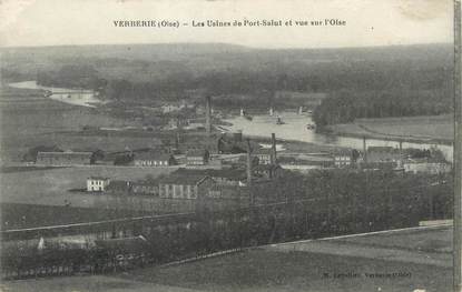 / CPA FRANCE 60 "Verberie, les usines de port Salut et vue sur l'Oise"