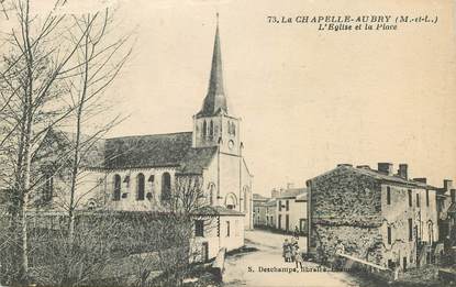 CPA FRANCE 49 "La Chapelle Aubry, l'Eglise et la Place"