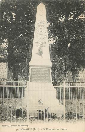 / CPA FRANCE 27 "Claville, le monument aux morts"