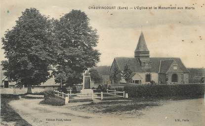 / CPA FRANCE 27 "Chauvincourt, l'église et le monument aux morts"