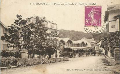 CPA FRANCE 65 "Capvern les Bains, place de la Poste et café du chalet"