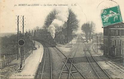 CPA FRANCE 77 "Moret sur Loing, la Gare " / TRAIN