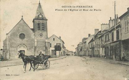 CPA FRANCE 77 "Ozoir la Ferrière, Place de l'Eglise et rue de Paris"