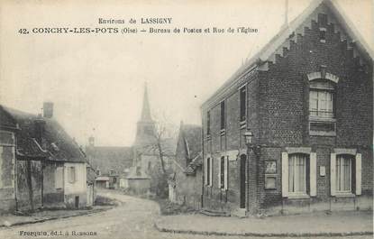 / CPA FRANCE 60 "Conchy Les Pots, bureau de postes et rue de l'église"