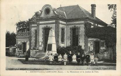 / CPA FRANCE 27 "Amfreville la Campagne, le monument et la justice de la paix"