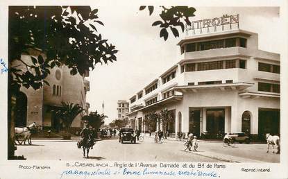 CPSM MAROC "Casablanca, Angle de l'avenue Damade et du Bld de Paris"