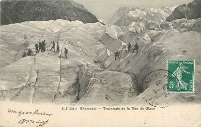 / CPA FRANCE 74 "Chamonix, Traversée de la mer de glace" / ALPINISME