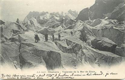 / CPA FRANCE 74 "Chamonix, Traversée de la mer de glace"  / ALPINISME