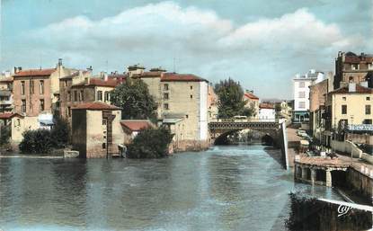 / CPSM FRANCE 40 "Mont de Marsan, le pont et le bord de la Midouze"