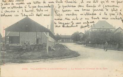 / CPA FRANCE 89 "Villeneuve l'Archevèque, la scierie et l'avenue de la gare"