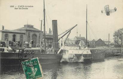 / CPA FRANCE 14 '"Caen, aviation sur les docks" / BATEAU