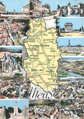 / CPSM FRANCE 55 "Meuse" / CARTE GEOGRAPHIQUE