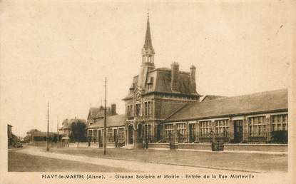 CPA FRANCE 02 "Flavy le Martel, groupe scolaire et mairie"