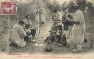 40 Lande / CPA FRANCE 40 "Fête des bergers landais dans la Lande, le repas"