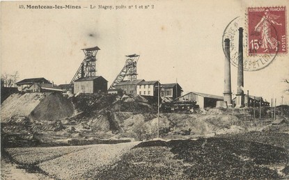 / CPA FRANCE 71 "Montceau les Mines, le Magny puits nr1 et nr 2" / MINES