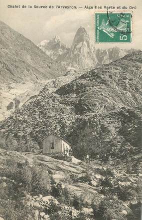 CPA FRANCE 74 "Chalet de la Source de l'Arveyron, Aiguilles verte et du drü"