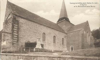 / CPA FRANCE 76 "Longueville sur Scie, l'église et le monument aux morts"