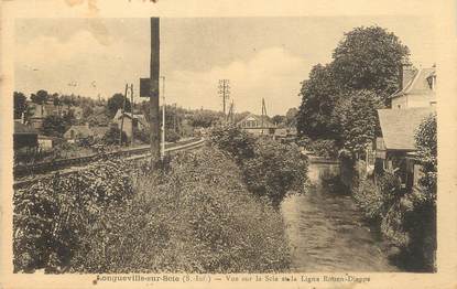 / CPA FRANCE 76 "Longueville sur Scie, vue sur la Scie et la ligne Rouen Dieppe"