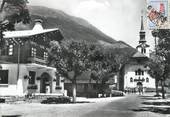 74 Haute Savoie / CPSM FRANCE 74 "Les Houches, Mont Blanc, la poste et l'église"