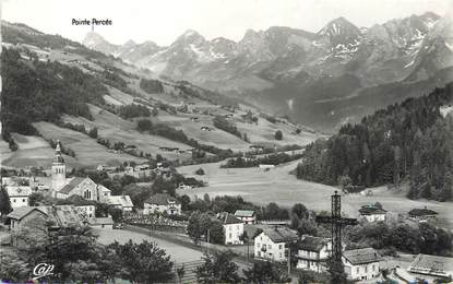 / CPSM FRANCE 74 "Le Grand Bornand, vue générale, chaîne des Aravis et pointe Percée"