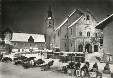 / CPSM FRANCE 74 "Megève, la place, la nuit"