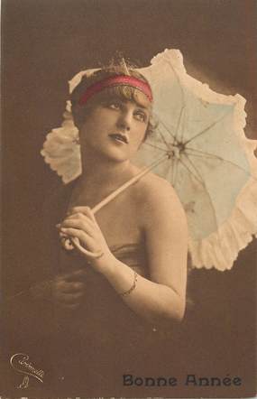 CPA TUCK "Femme au parapluie"