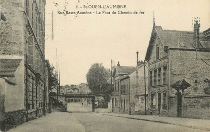 / CPA FRANCE 95 "Saint Ouen l'Aumône, rue Basse Aumône, le pont du chemin de fer"