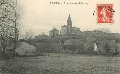 CPA FRANCE 38 " Roche, Quartier de l'Eglise"
