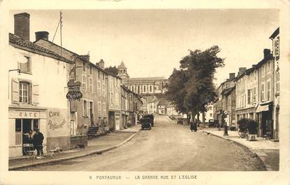 / CPA FRANCE 63 "Pontaumur, la grande rue et l'église"