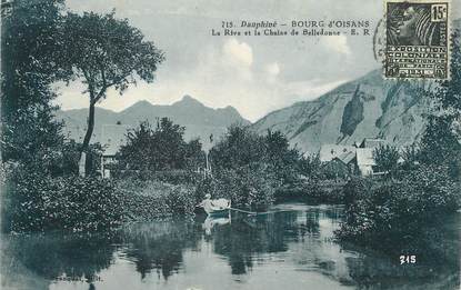 / CPA FRANCE 38 "Bourg d'Oisans, la rive et la chaine de Belledonne"