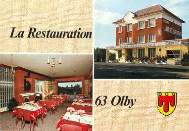 / CPSM FRANCE 63 "Olby, hôtel restaurant La restauration"
