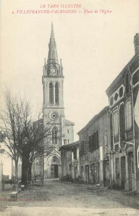 / CPA FRANCE 81 "Villefranche d'Albigeois, place de l'église" / Le Tarn Illustré