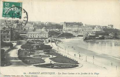 / CPA FRANCE 64 "Biarritz, les deux Casinos et les jardins de la plage" / BIARRITZ ARTISTIQUE