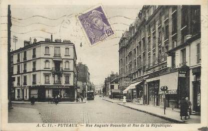 / CPA FRANCE 92 "Puteaux, rue Auguste Rousselle et rue de la république"