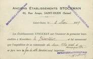 93 Seine Saint Deni / CPA FRANCE 93 "Saint Ouen, anciens établissements Stockman" / CARTE PUBLICITAIRE