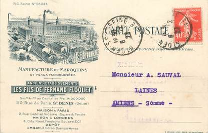 / CPA FRANCE 93 "Saint Denis, manufacture de Maroquins / CARTE PUBLICITAIRE