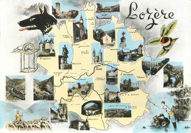 / CPSM FRANCE 48 "Lozère" / CARTE GEOGRAPHIQUE