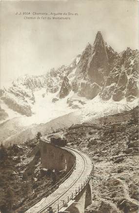 / CPA FRANCE 74 "Chamonix, aiguille du Dru et chemin de fer du Montenvers"