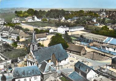  / CPSM FRANCE 76 "Notre Dame de Franqueville, l'église et le groupe scolaire"