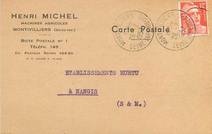  / CPA FRANCE 76 "Montivilliers, henri Michel, machines agricoles" / CARTE PUBLICITAIRE