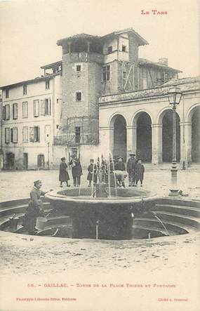  / CPA FRANCE 81 "Gaillac, tours de la place Thiers et fontaine" / Ed. Labouche